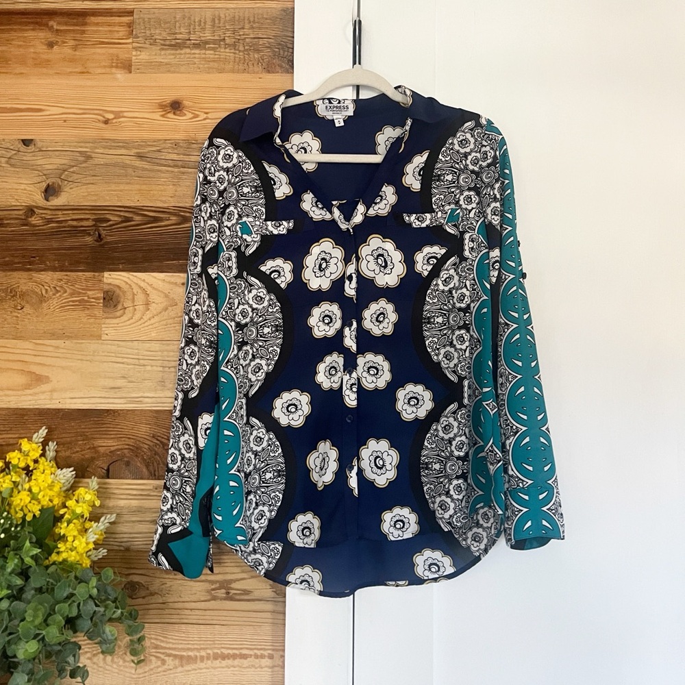 Express Portofino Shirt Blue Pattern - Picture 3 of 6